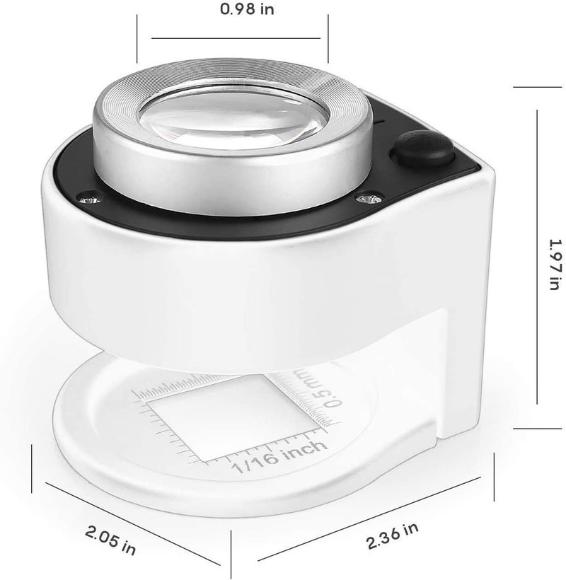 Amoper 30X Loupe Magnifier with 6 Light,Desktop Portable Metal Magnifier Folding Scale Sewing Magnifing Glass for Textile Optical Jewelry Tool Coins Currency (White) - Image 3